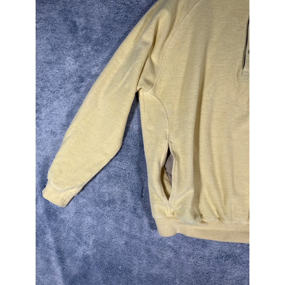 Straight Down Mens Yellow Fleece Quarter Button Pullover Mock Neck Made in USA L - Picture 3 of 12